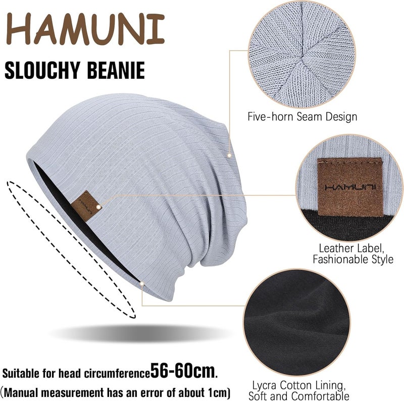 HAMUNI Slouchy Beanie for Men Women Soft Lightweight Running Beanie Hat Chemo Cap Skull Cap - Image 2